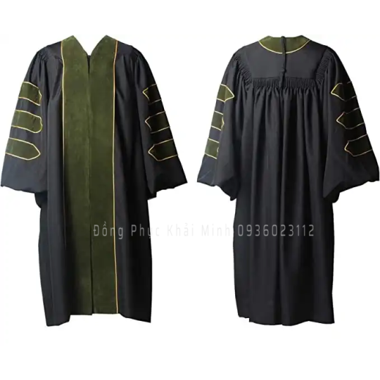 MẪU ÁO THẠC SĨ TIẾN SĨ MÀU ĐEN PHỐI XANH LÁ
